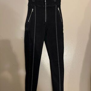 AKIRA High-Waisted Stretchy Black Jeans with Silver Zippers